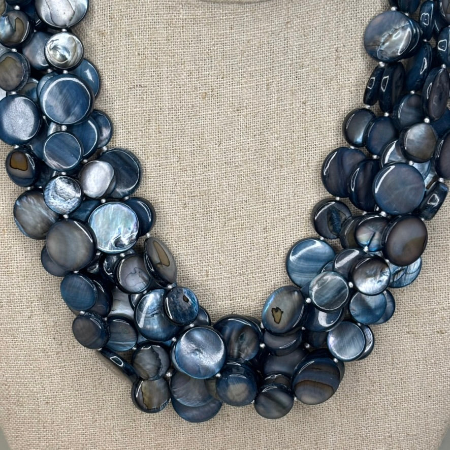 Vintage Mother-of-Pearl Statement Necklace | Multi-Strand Shell | Evergreen & Company