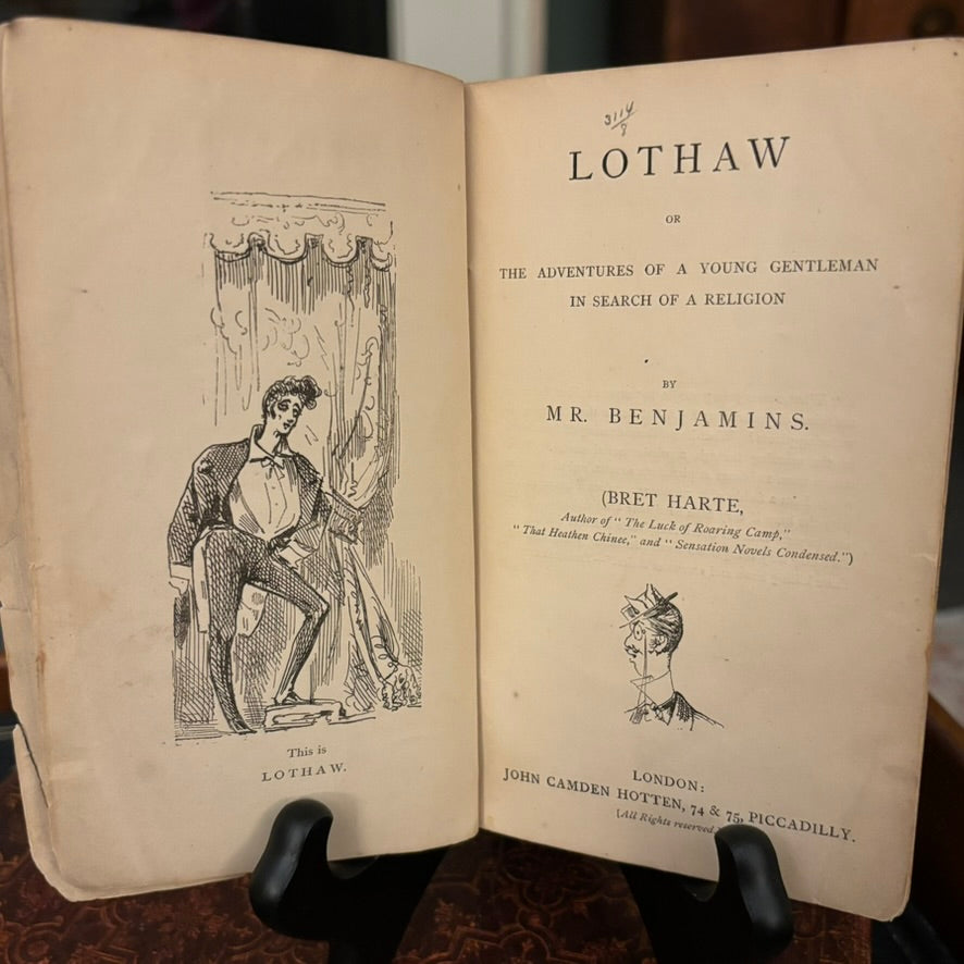 Antique 1871 Bret Harte Lothaw | John Camden Hotten London | Victorian Paperbound Satire Booklet