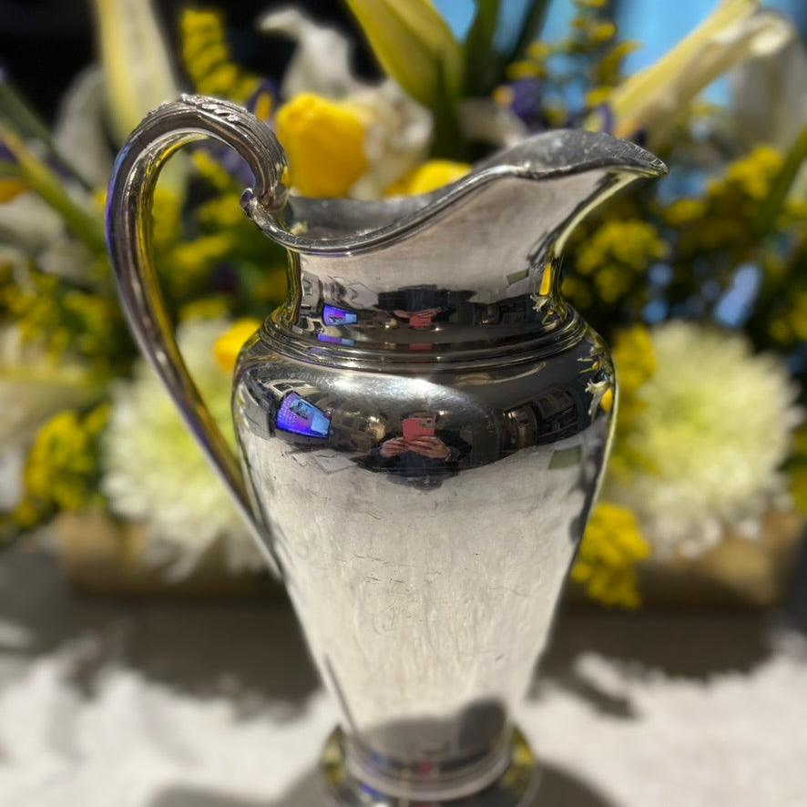Vintage Wilcox Silverplate Pitcher | Elegant Scroll Handle Hotel Silver | Early 1900s