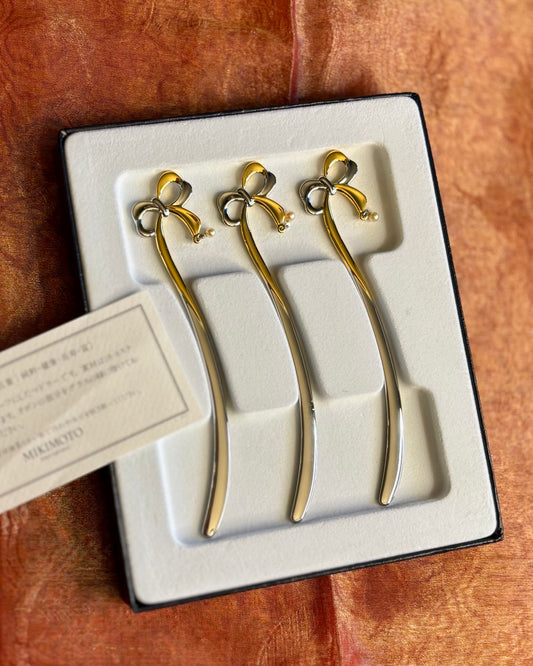 MIKIMOTO Pearl Swizzle Sticks — Expo 2005 Commemorative Set | Cultured Pearl Cocktail Stirrers | Boxed