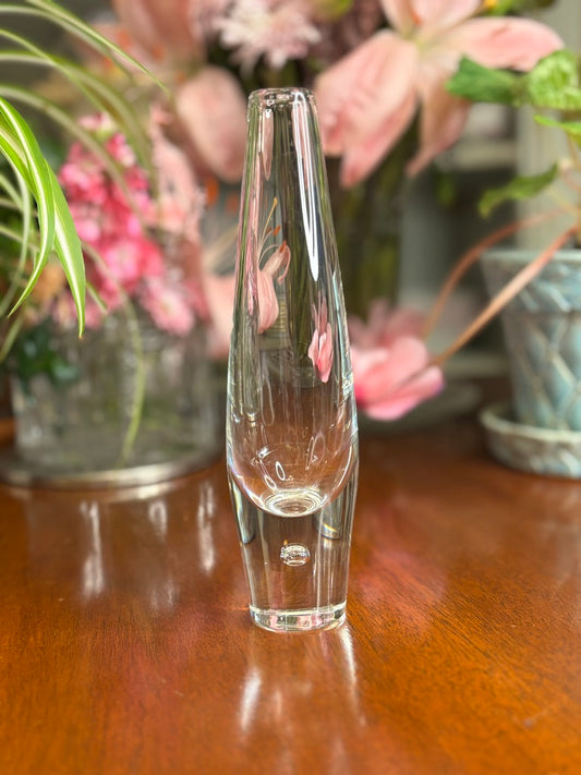Steuben Crystal Bud Vase | Signed Mid-Century Art Glass