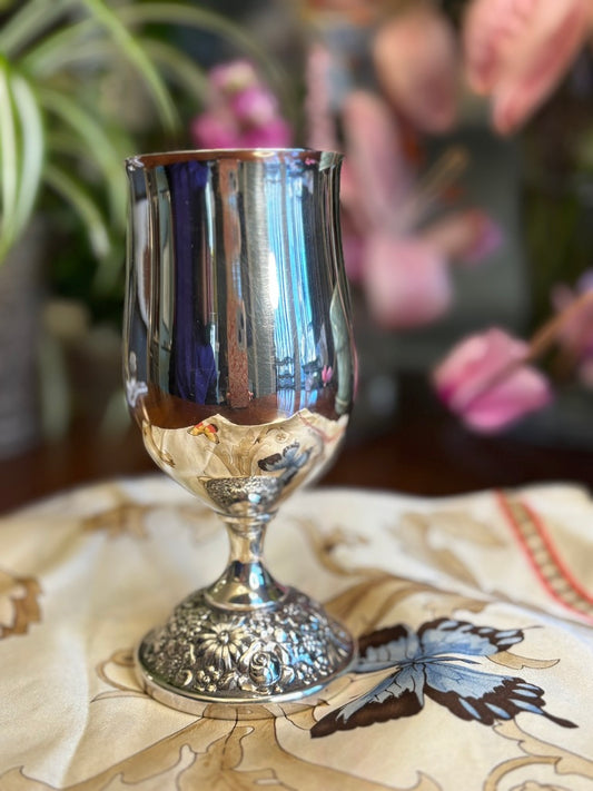 Towle Silverplate Goblet with Bird Motif | Vintage Pedestal Wine Cup