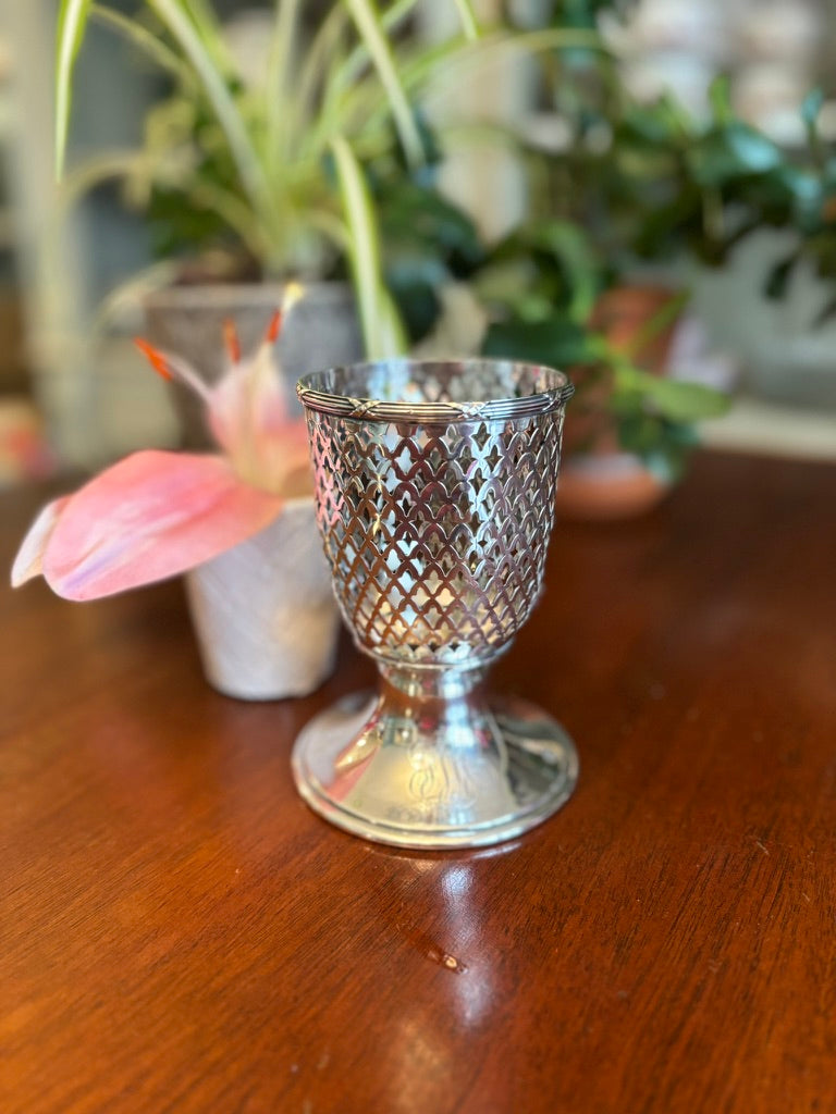 Antique R. Wallace & Sons Sterling Silver Pierced Spill Cup / Table Beaker c. 1865–1885