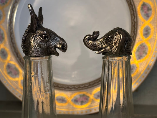 Vintage Donkey & Elephant Figural Salt & Pepper Shakers | Political Novelty Tabletop | Contemporary Americana