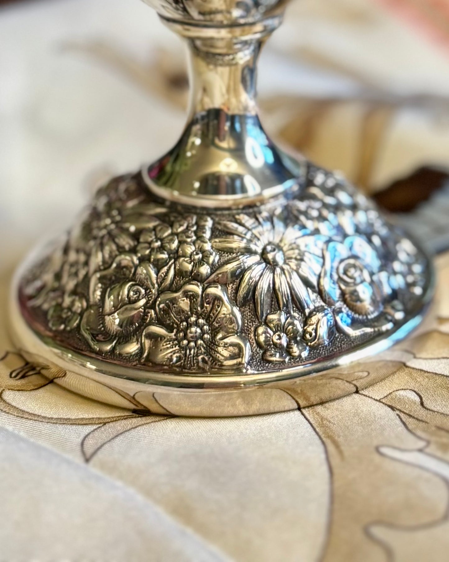 Towle Silverplate Goblet with Bird Motif | Vintage Pedestal Wine Cup