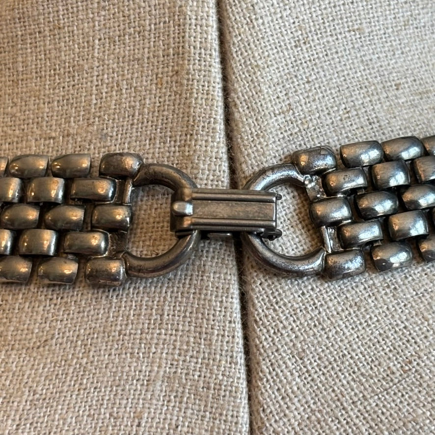 Vintage Silver Tone Chainmail Necklace | 5 Strand Brick Link Collar Statement Necklace
