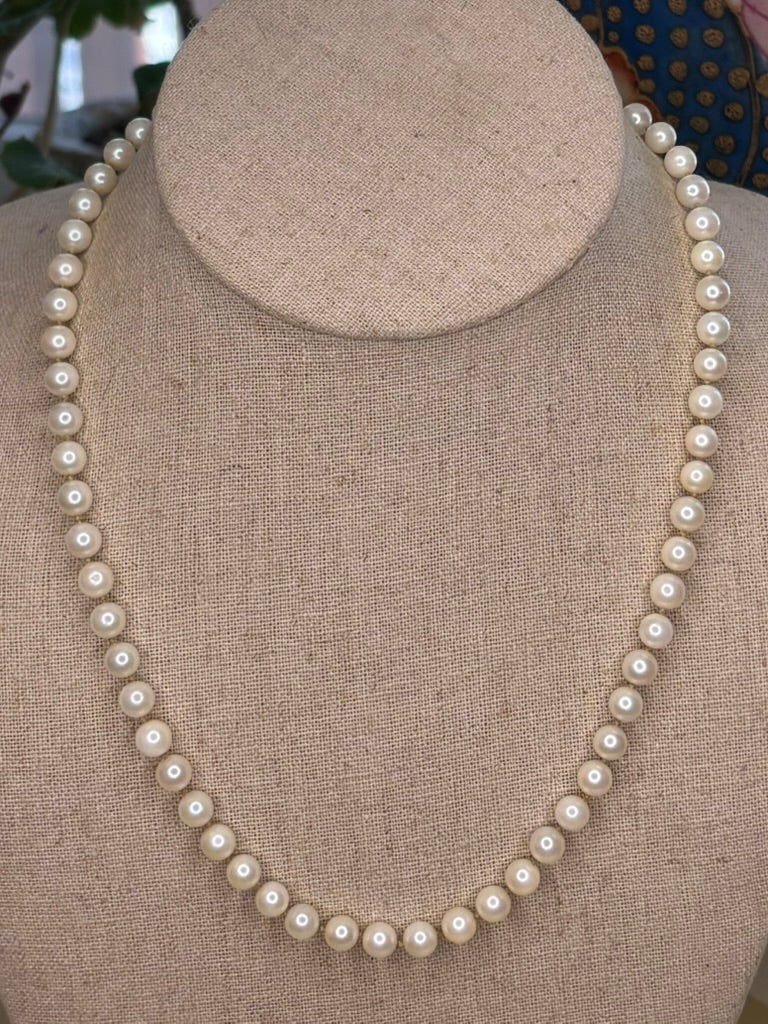 Vintage Honora Akoya Cultured Pearl Necklace 18" 5mm 14K Gold Clasp