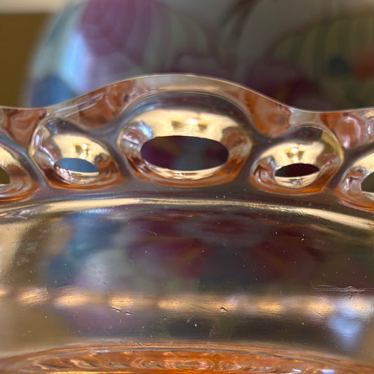 Vintage Anchor Hocking Old Colony Pink Depression Glass Lace Edge Bowl