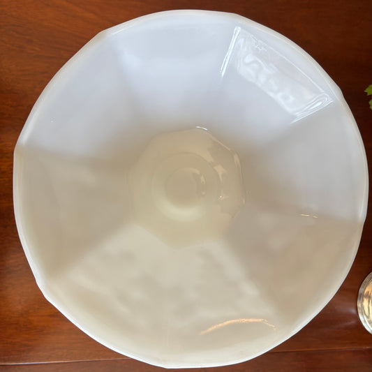 Vintage Milk Glass Grape Pattern Pedestal Compote Bowl