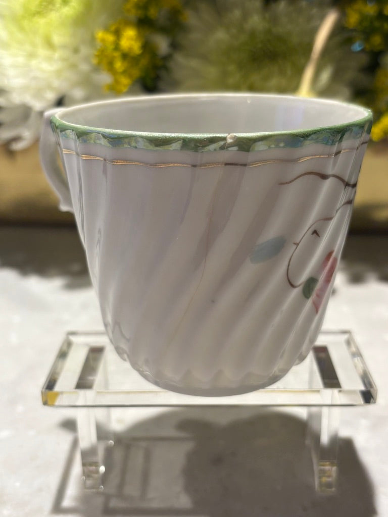 Vintage Japanese Hand-Painted Floral Teacup & Saucer Set | Mid-Century Porcelain with Gold Trim $28
