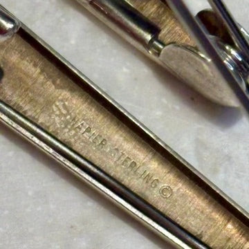 Vintage Napier Sterling Silver Diaper Pins Pair on Original Card | Monogram Baby Gift