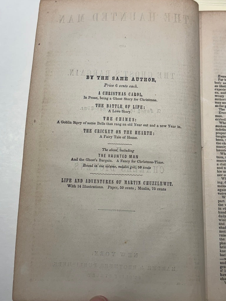 Charles Dickens The Haunted Man and The Ghost's Bargain 1849 First American Edition – Harper & Brothers