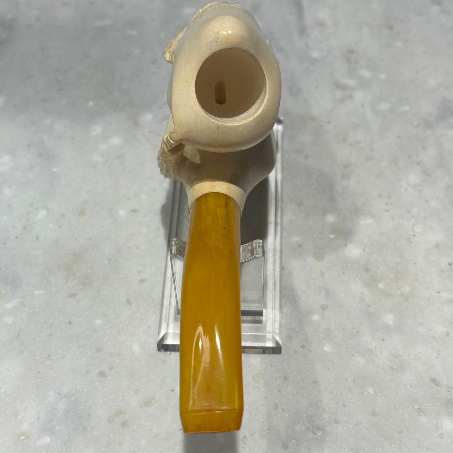Vintage Turkish Block Meerschaum Figural Pipe Sultan Head 6" Unsmoked Look
