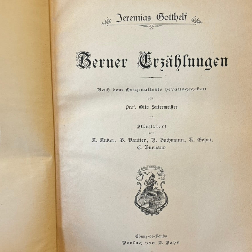 Antique Swiss Illustrated Book Berner Erzählungen by Jeremias Gotthelf