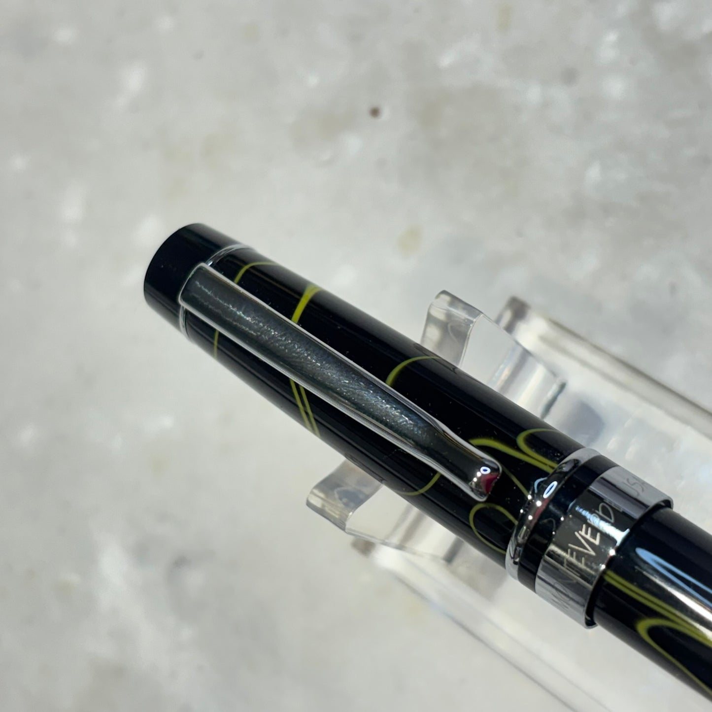 Monteverde Prima Rollerball Pen | Black & Yellow Swirl Acrylic Resin | New Old Stock in Box