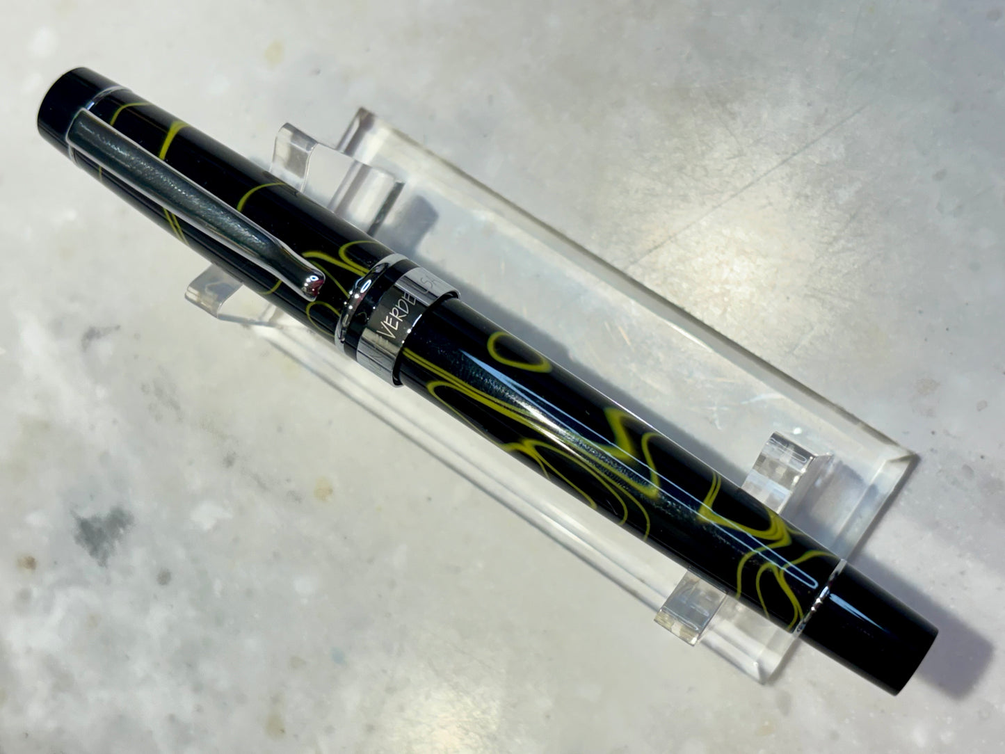 Monteverde Prima Rollerball Pen | Black & Yellow Swirl Acrylic Resin | New Old Stock in Box