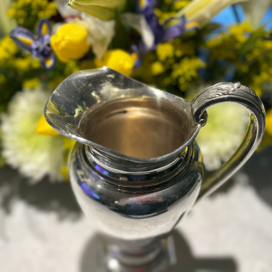 Vintage Wilcox Silverplate Pitcher | Elegant Scroll Handle Hotel Silver | Early 1900s