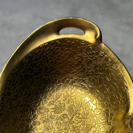 Vintage Osborne Gold Floral Trinket Dish | Mid Century Hollywood Regency Catchall