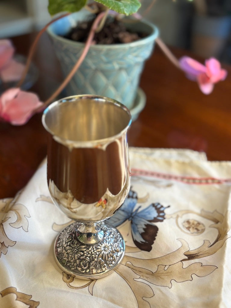 Towle Silverplate Goblet with Bird Motif | Vintage Pedestal Wine Cup