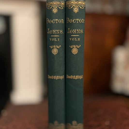 First Edition 1866 “Doctor Johns” by Donald G. Mitchell | Two Volume Set | Green Cloth Gilt Binding | Charles Scribner