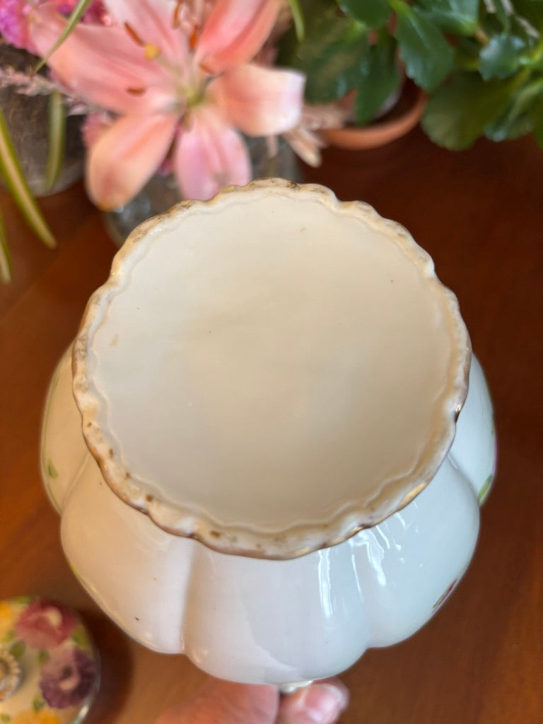 Antique Hand-Painted Porcelain Chocolate Pot • Floral Gilt European Decor • 11” Tall