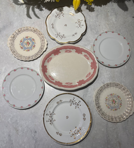 Vintage Decorative Wall Plate Collection | Floral Transferware, Copper Luster & Ironstone Mix | Curated Gallery Wall Grouping