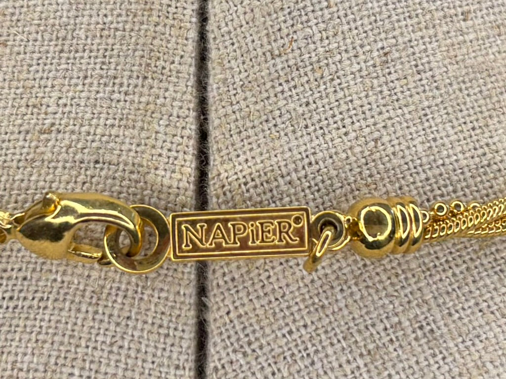 Vintage Napier Gold Tone Twisted Chain Necklace | Signed Designer Classic