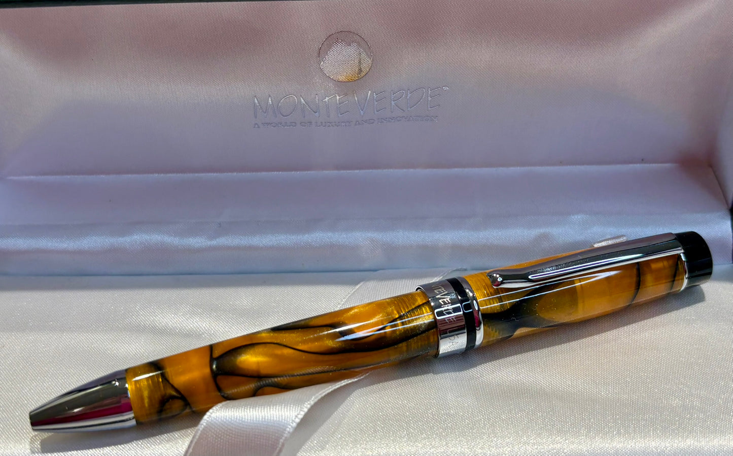 Monteverde Prima Ballpoint Pen | Tiger Eye Acrylic Resin | New Old Stock in Box