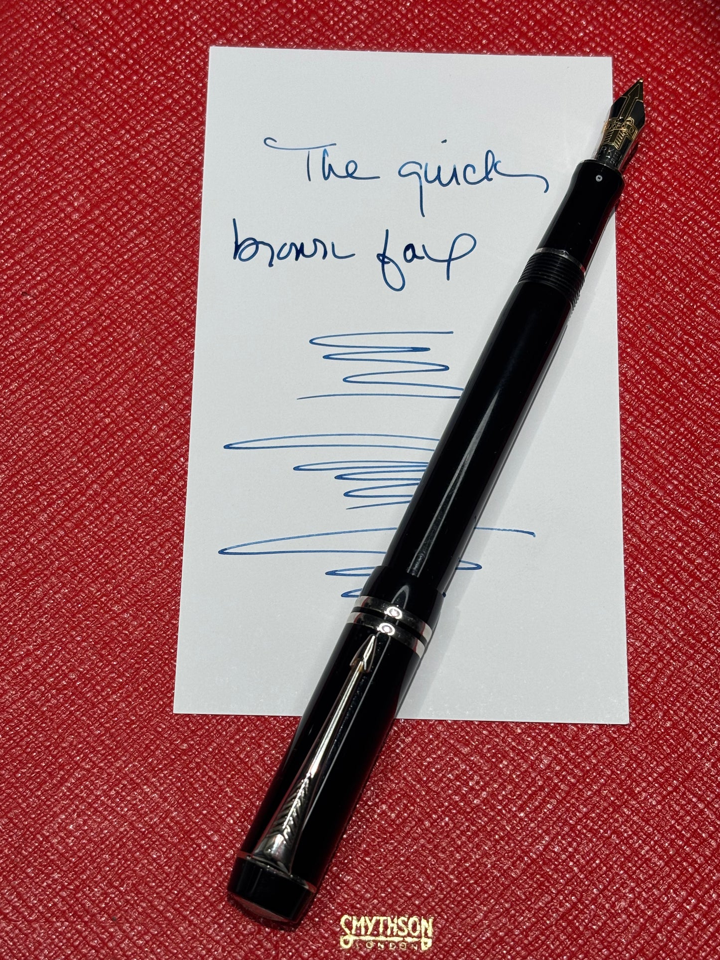 Parker Duofold Mk II International Black/Silver 2-Piece Writing Set — Fountain Pen & Rollerball, 18K Fine Nib, c. 1996–early 2000s