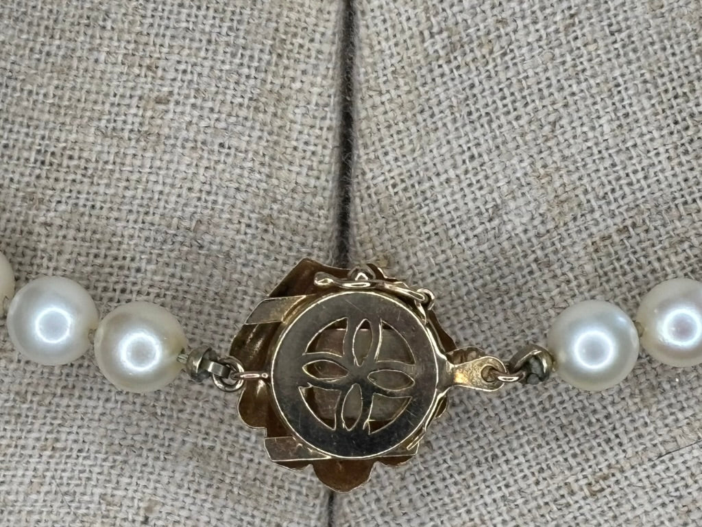 Vintage Honora Akoya Cultured Pearl Necklace 18" 5mm 14K Gold Clasp