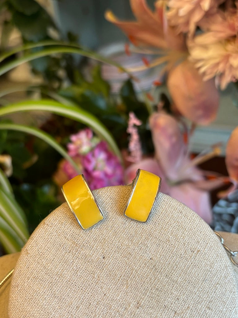 Vintage Yellow Enamel Floral Jewelry Set | Necklace, Bracelet & Earrings | Mid-Century Rhinestone Parure