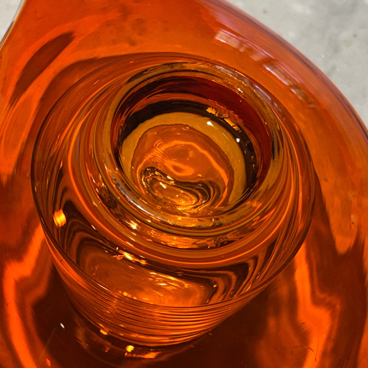 Vintage Viking Epic Persimmon Orange Art Glass Freeform Bowl