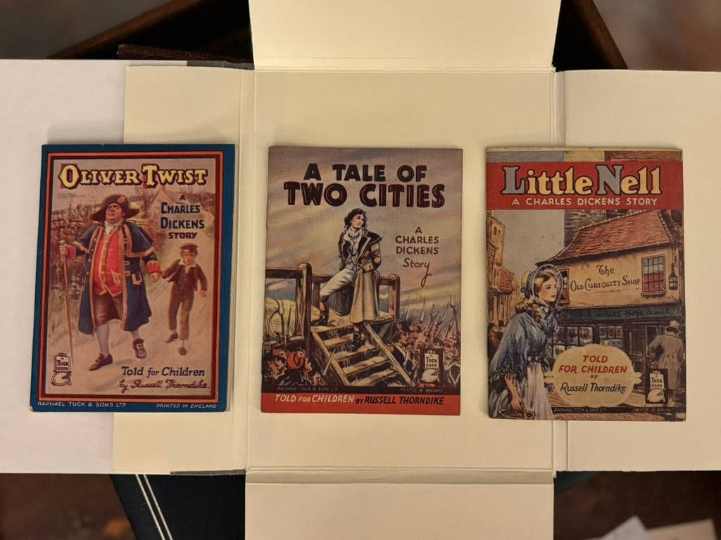 Raphael Tuck Dickens Miniature Book Set | Oliver Twist, A Tale of Two Cities & Little Nell | c. 1924