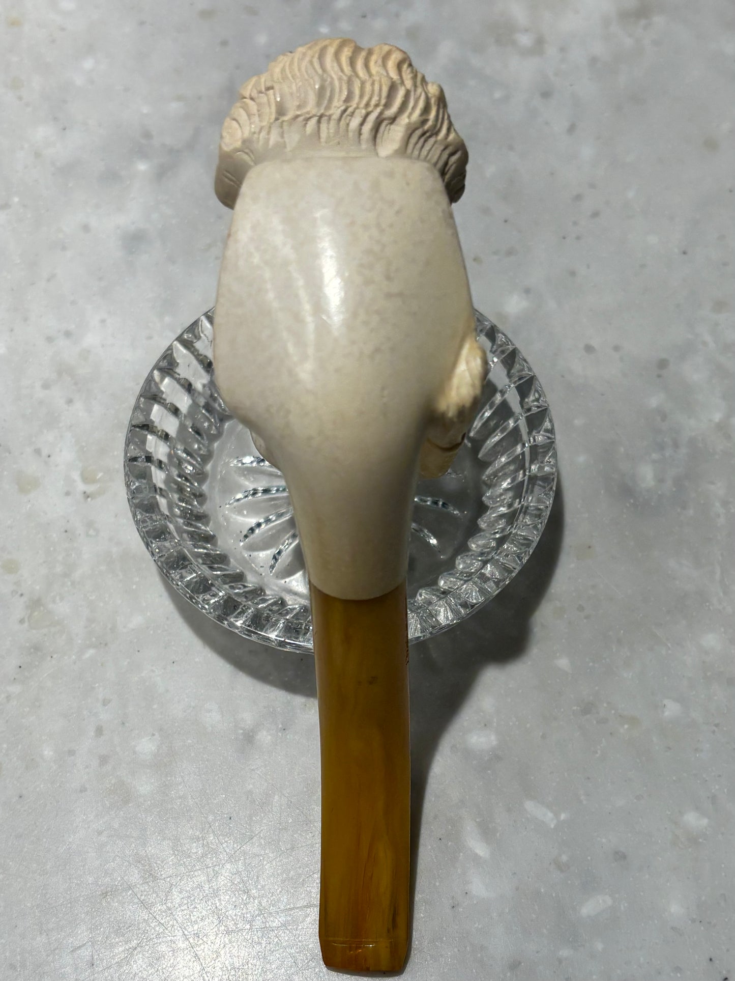 Vintage Turkish Block Meerschaum Figural Pipe Sultan Head 6" Unsmoked Look