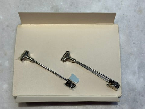 Vintage Napier Sterling Silver Diaper Pins Pair on Original Card | Monogram Baby Gift