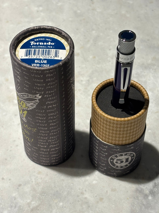Retro 51 Tornado Blue Lacquer Rollerball Pen with Tube | New Old Stock