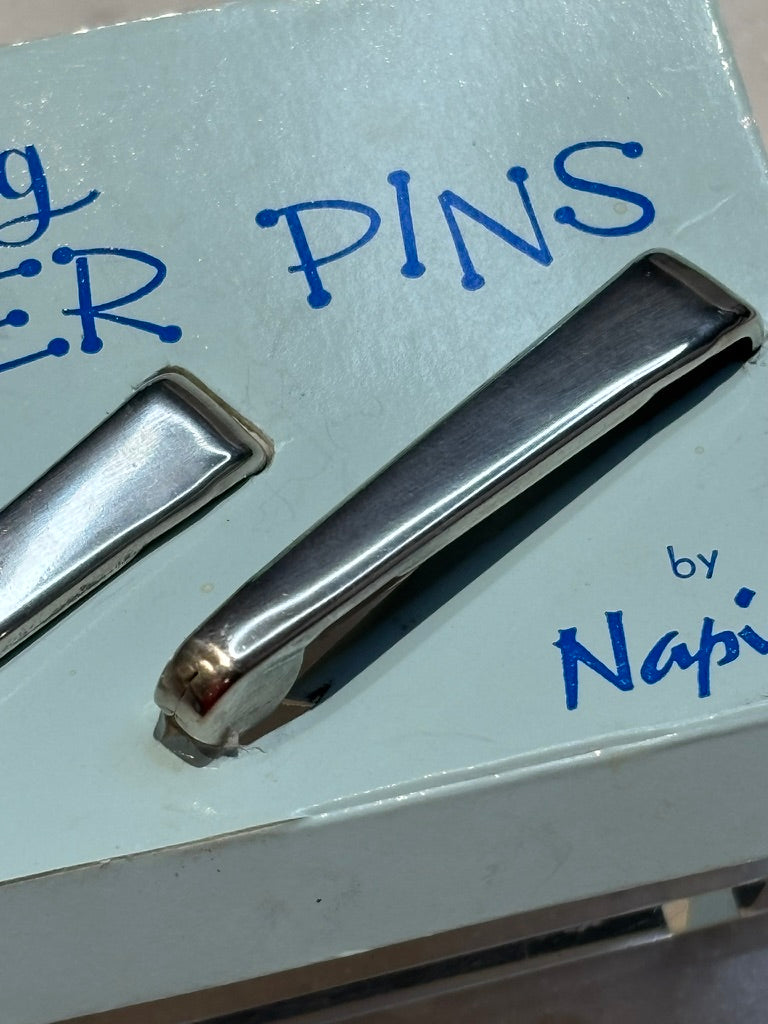 Vintage Napier Sterling Silver Diaper Pins Pair on Original Card | Monogram Baby Gift