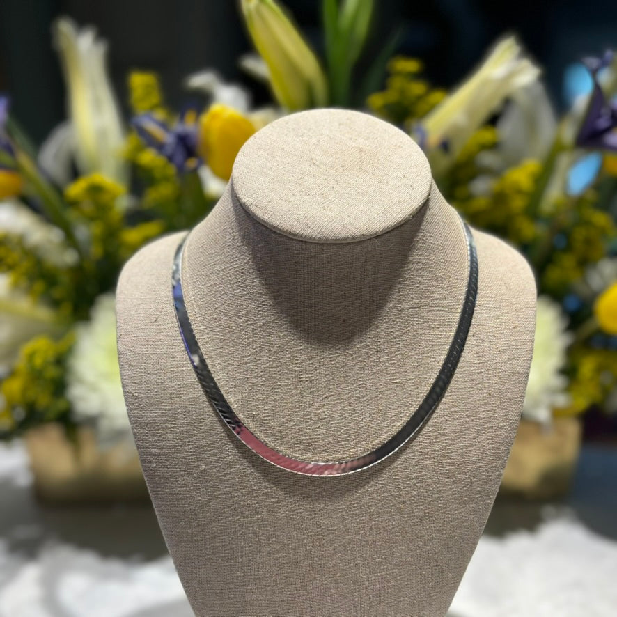 Vintage Sterling Silver Herringbone Necklace 18" 925 | Italy Style Chain