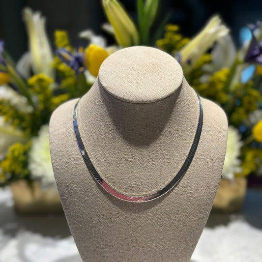 Vintage Sterling Silver Herringbone Necklace 18" 925 | Italy Style Chain