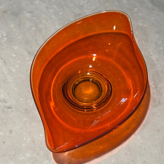 Vintage Viking Epic Persimmon Orange Art Glass Freeform Bowl