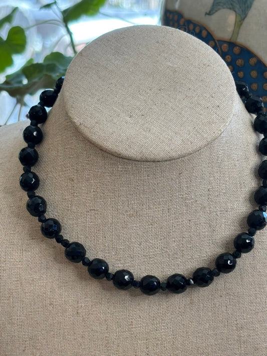 French Jet Alternating Faceted Glass Necklace | 1930s–1940s