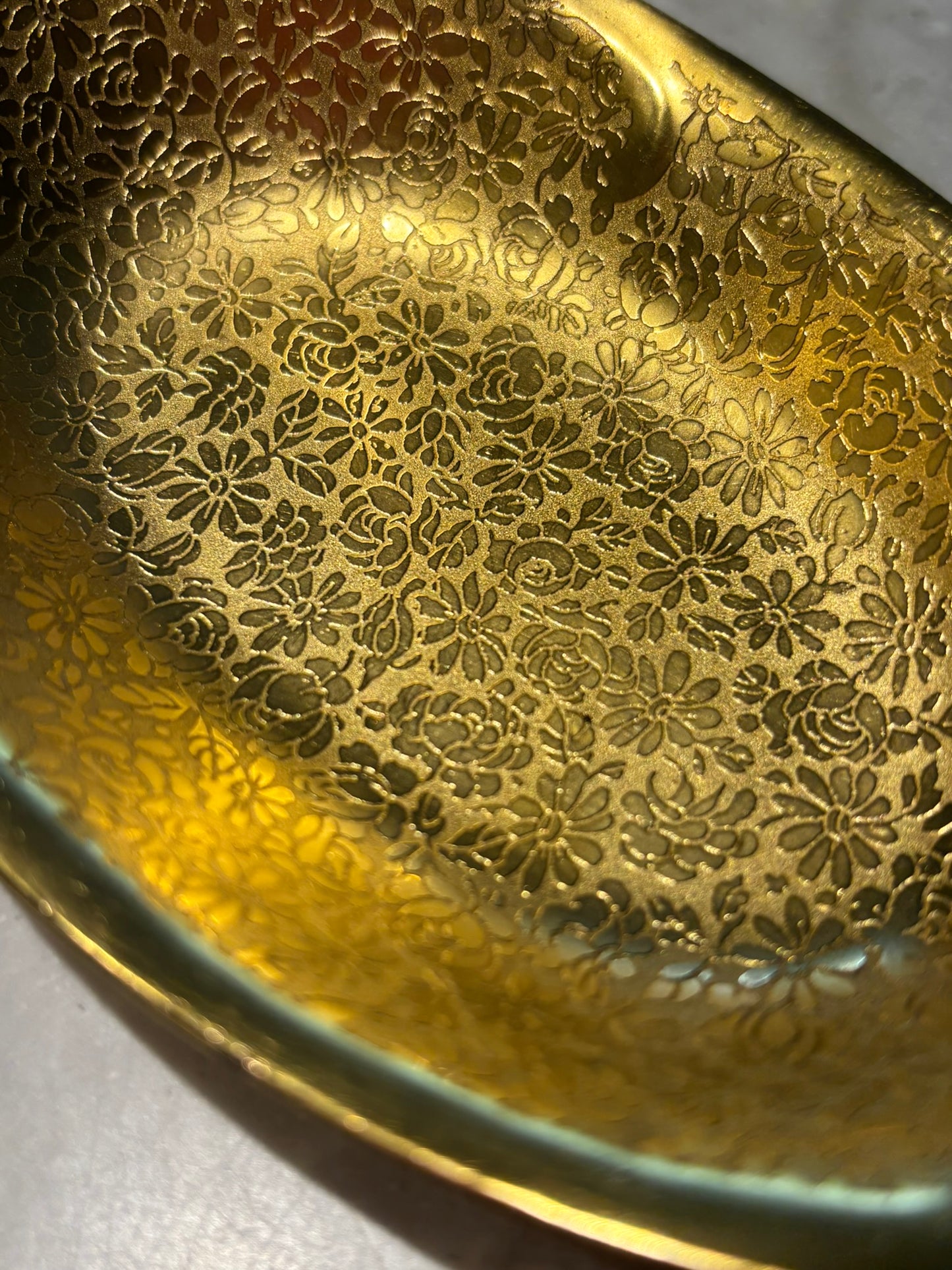 Vintage Osborne Gold Floral Trinket Dish | Mid Century Hollywood Regency Catchall