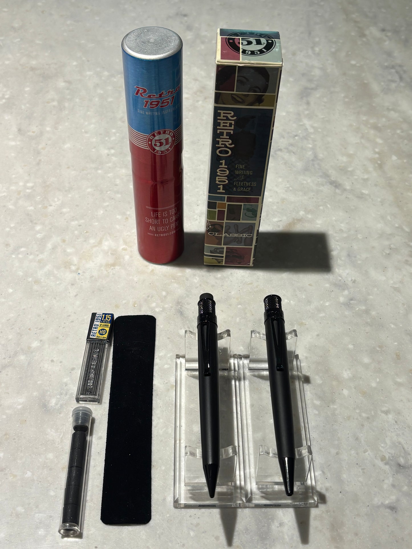 Retro 51 Tornado Stealth Gift Set | Matte Black Rollerball & Pencil | New Old Stock