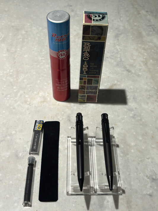 Retro 51 Tornado Stealth Gift Set | Matte Black Rollerball & Pencil | New Old Stock