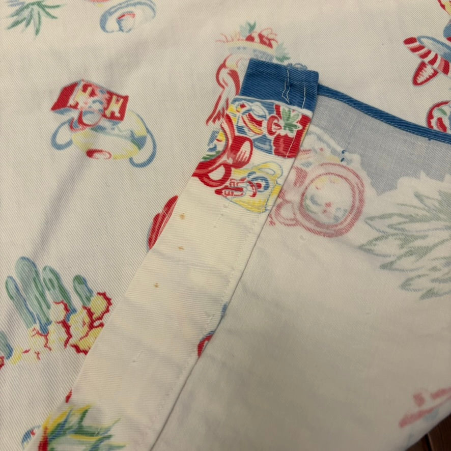 Vintage Western Americana Textile Bundle | Rodeo Panel + Southwestern Café Curtains | Mid-Century Novelty Cotton Set