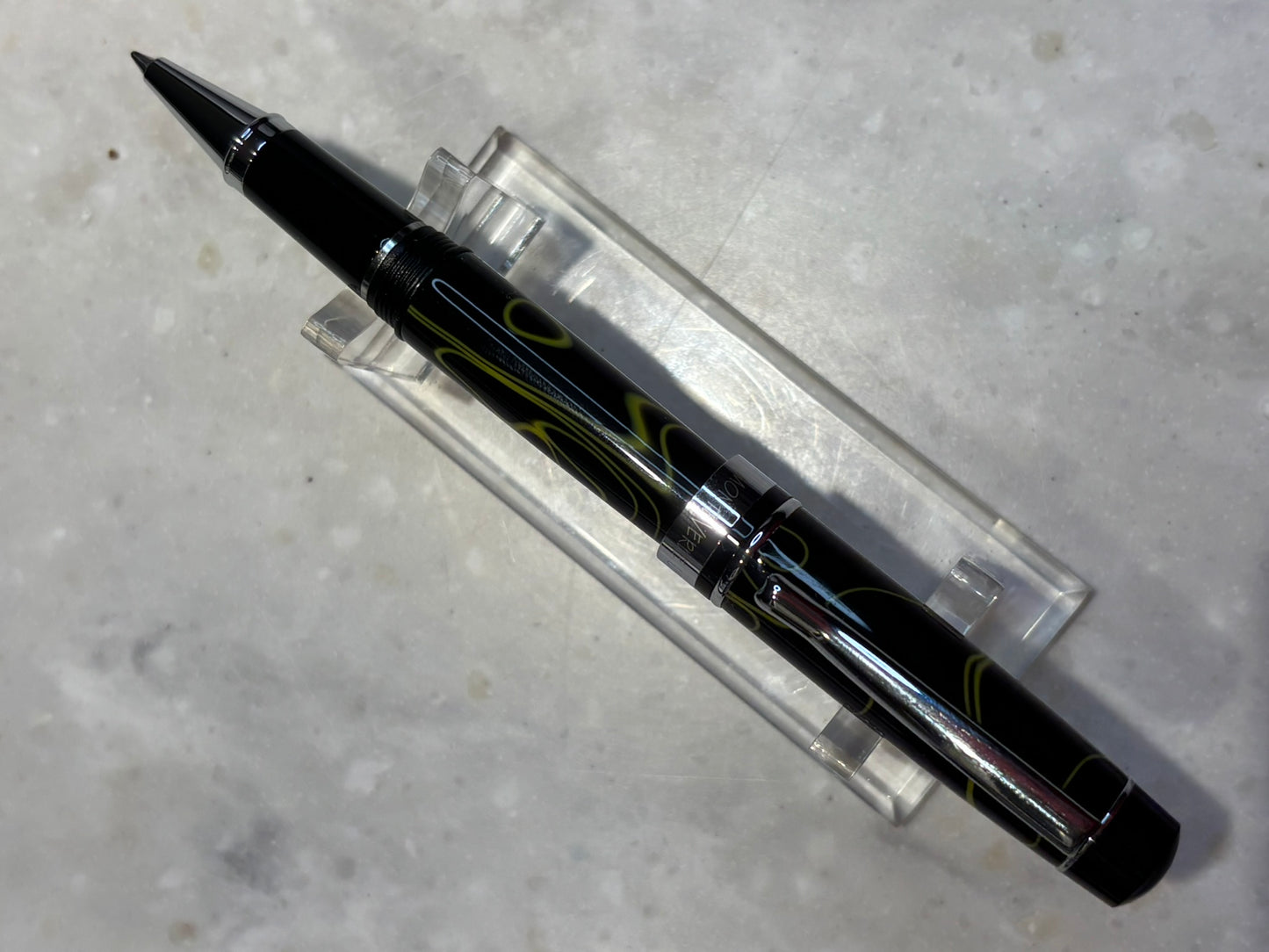 Monteverde Prima Rollerball Pen | Black & Yellow Swirl Acrylic Resin | New Old Stock in Box