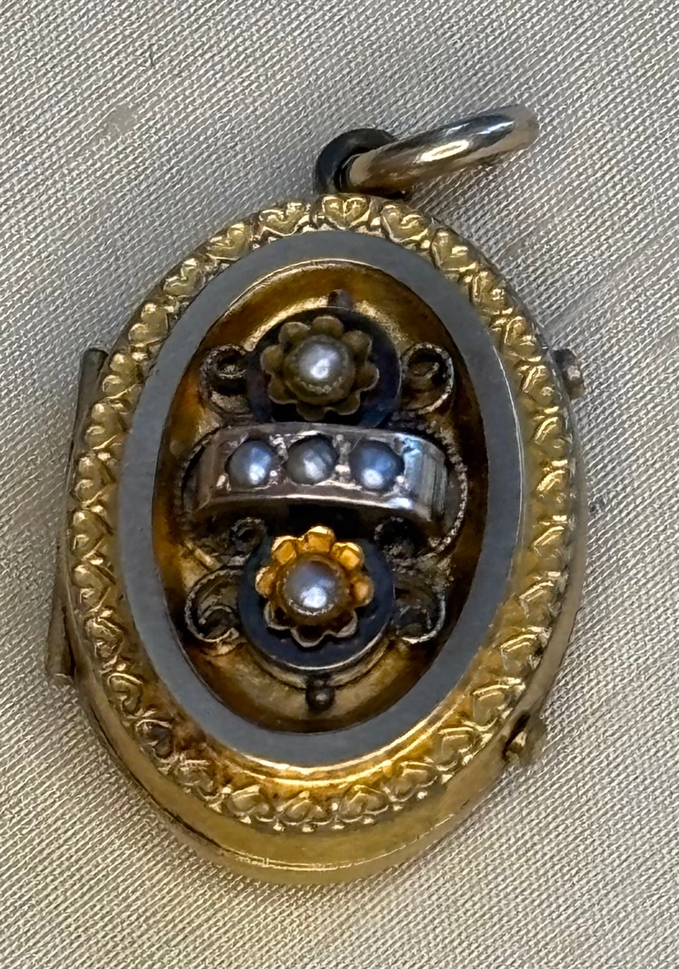 Victorian 14K Gold-Filled Seed Pearl Locket | Etruscan Revival Motif, c. 1890