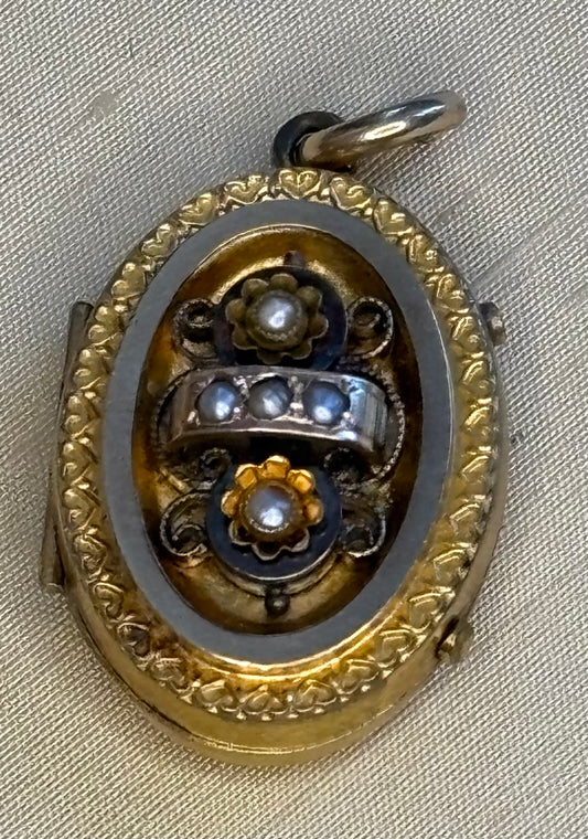 Victorian 14K Gold-Filled Seed Pearl Locket | Etruscan Revival Motif, c. 1890