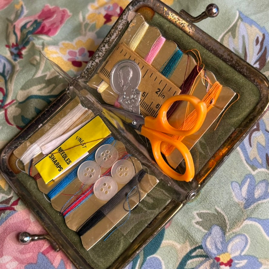 Vintage Beverly Hills Hotel Sewing Kit Purse | Mid-Century Guest Sewing Kit