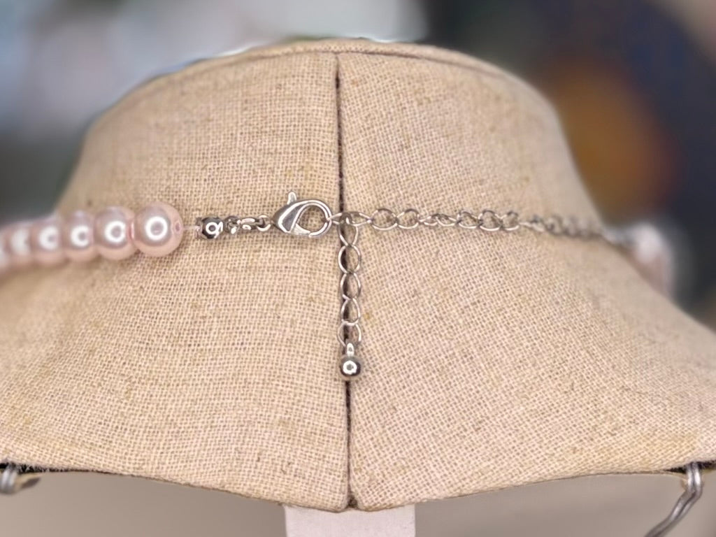 Blush Faux Pearl Strand Necklace 23” Soft Pink Classic Layering Necklac